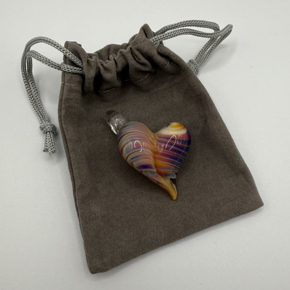 Borosilicate Lampwork Handblown Glass Heart  Pendant